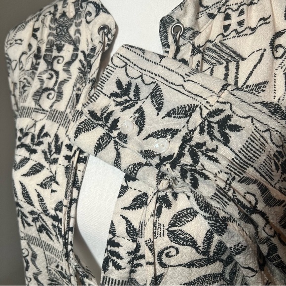 Free People Mia Tunic Blouse Cream Black Aztec Print Boho Long Sleeve Top XS - Picture 14 of 16